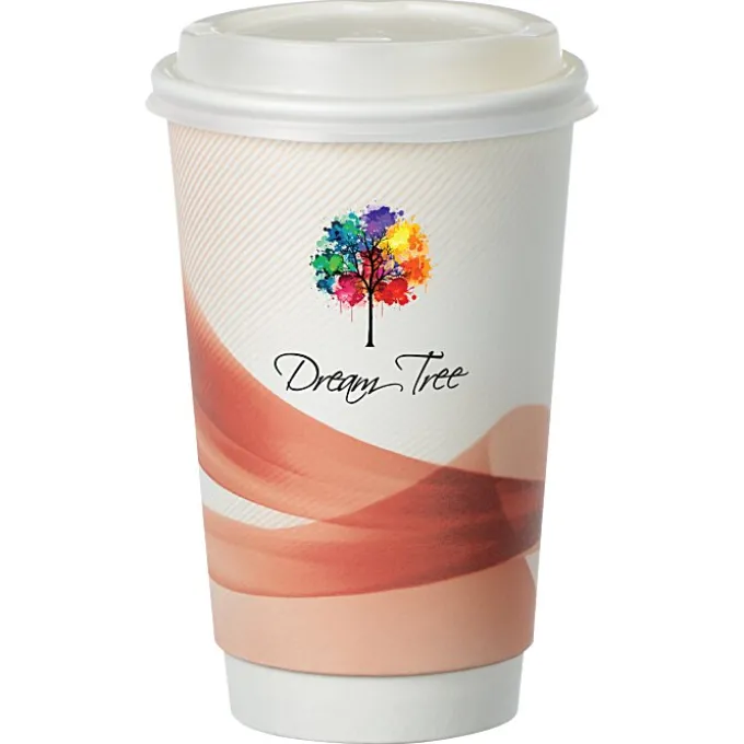 Groovy Full Color Insulated Paper Cup with Lid- 16 oz.