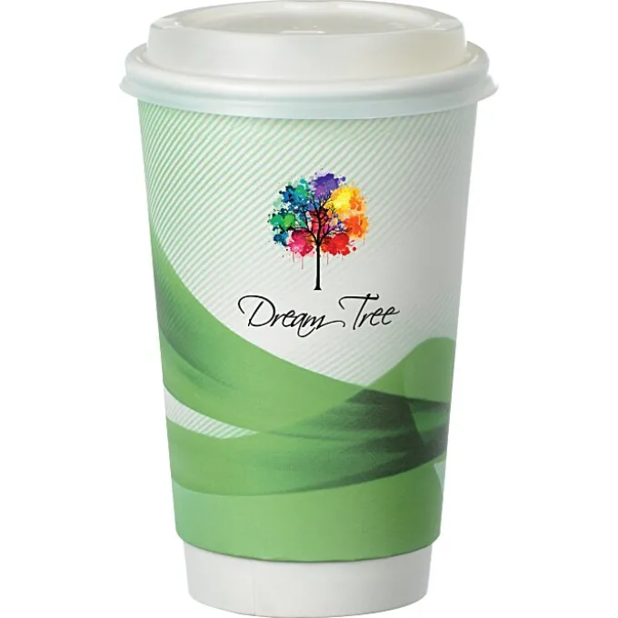 Groovy Full Color Insulated Paper Cup with Lid- 16 oz.