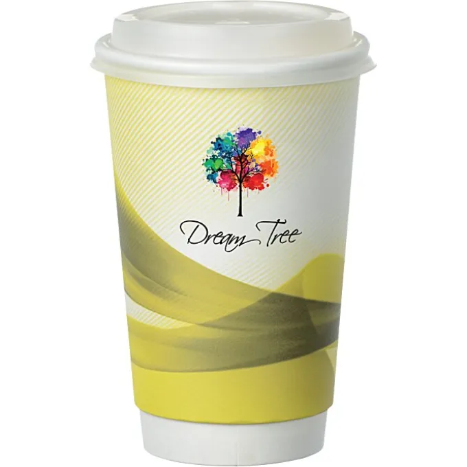 Groovy Full Color Insulated Paper Cup with Lid- 16 oz.