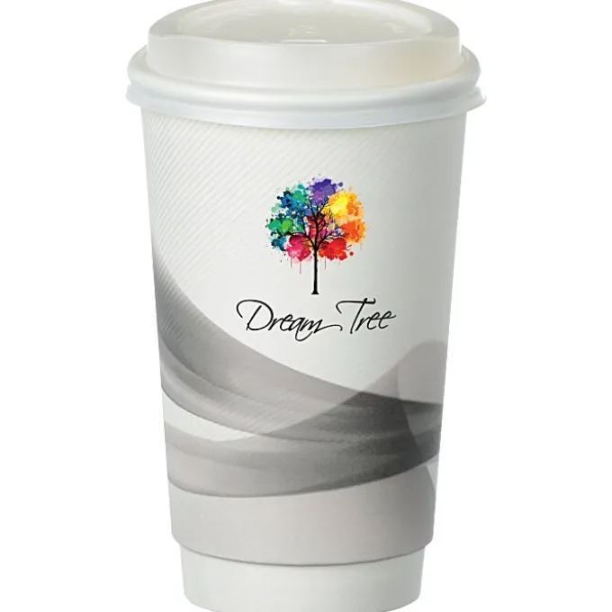 Groovy Full Color Insulated Paper Cup with Lid- 16 oz.