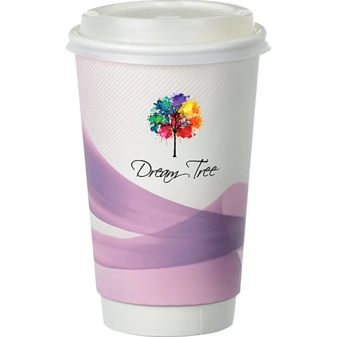 Groovy Full Color Insulated Paper Cup with Lid- 16 oz.