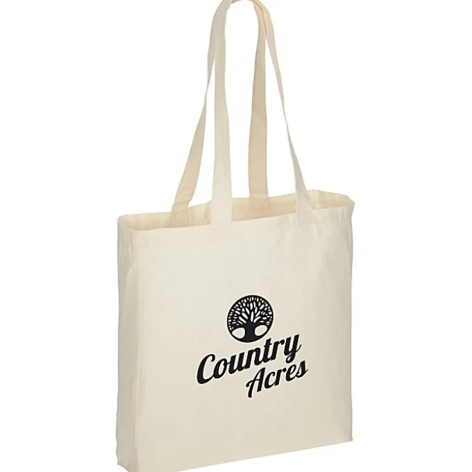 Gusseted Cotton Sheeting Tote - Natural