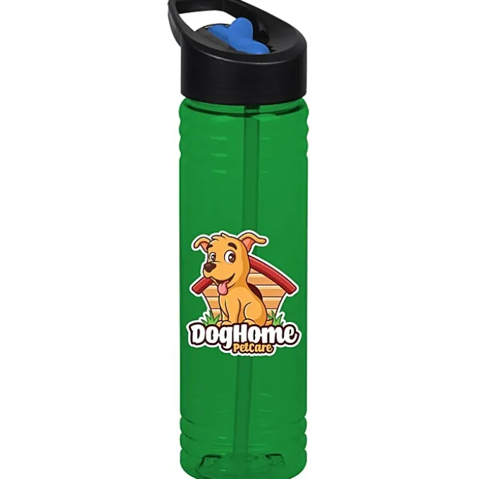 Halcyon Water Bottle with Two-Tone Flip Straw Lid - 24 oz - Full Color