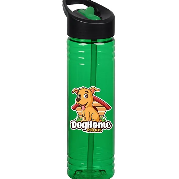 Halcyon Water Bottle with Two-Tone Flip Straw Lid - 24 oz - Full Color