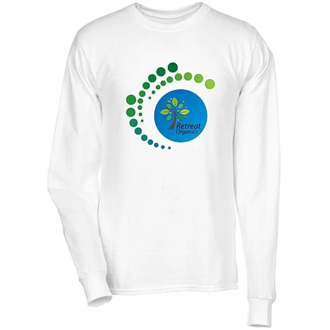 Hanes Beefy-T LS - Full Color - White