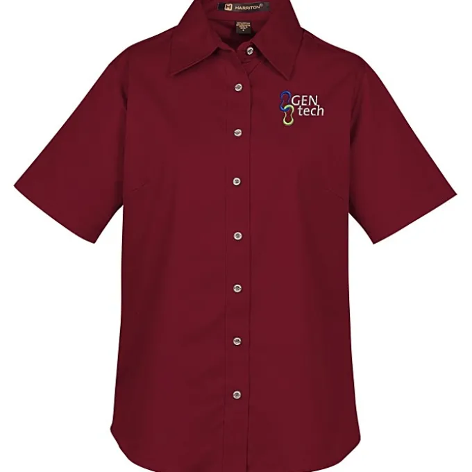 Harriton Twill SS Shirt with Stain Release - Ladies'