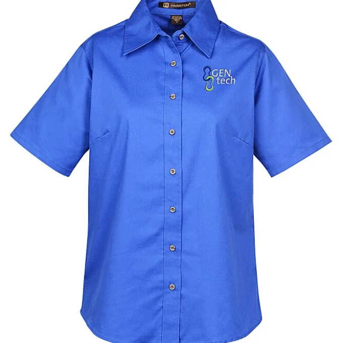 Harriton Twill SS Shirt with Stain Release - Ladies'