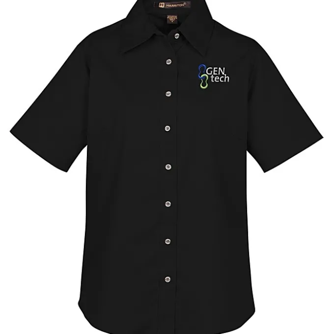 Harriton Twill SS Shirt with Stain Release - Ladies'