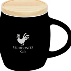 Hearth Coffee Mug with Wood Lid Coaster - 14 oz - Laser