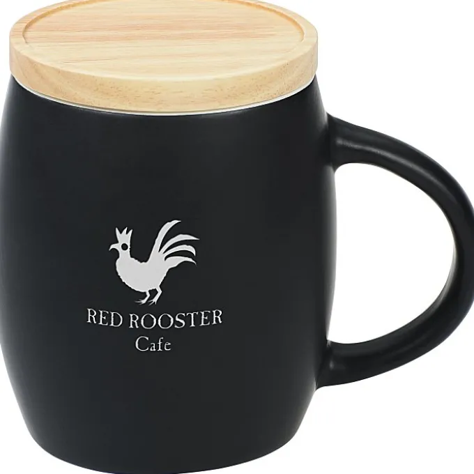 Hearth Coffee Mug with Wood Lid Coaster - 14 oz - Laser