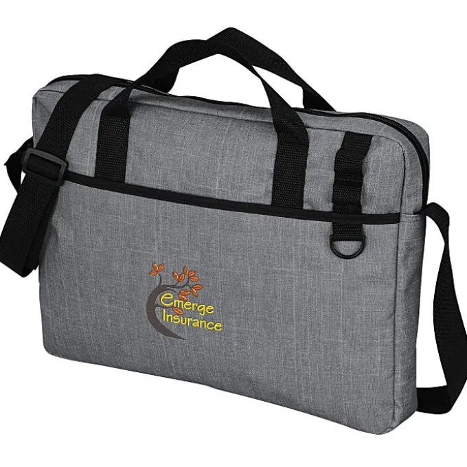 Heathered Briefcase Bag - Embroidered