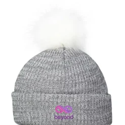 Heathered Faux Fur Pom Beanie