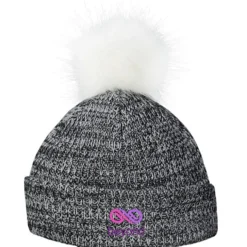 Heathered Faux Fur Pom Beanie