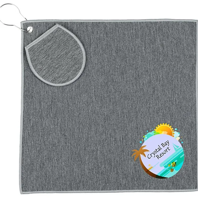 Heather Golf Towel with Ball Pouch