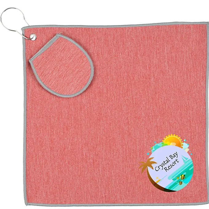 Heather Golf Towel with Ball Pouch