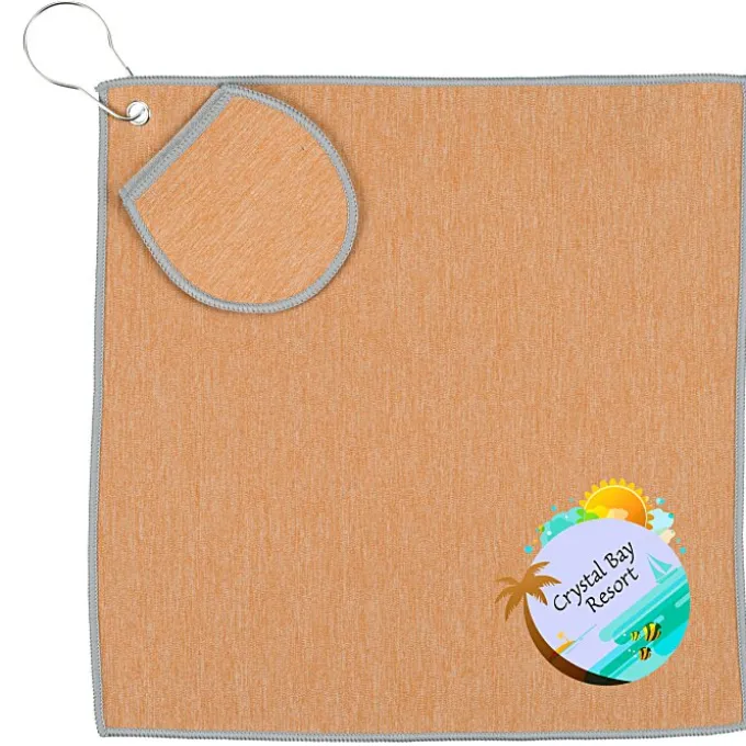 Heather Golf Towel with Ball Pouch