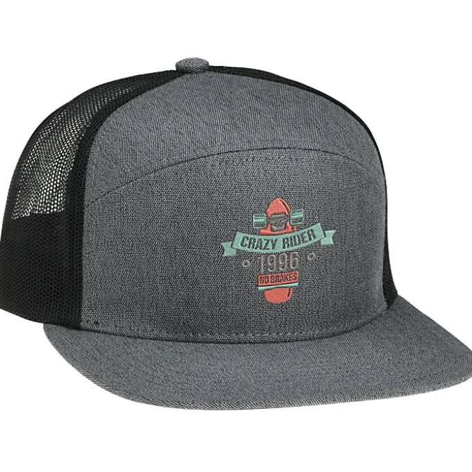 Heather 6 Panel Arch Trucker Snapback Cap