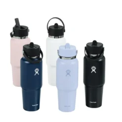 Hydro Flask Wide Mouth Travel Bottle with Flex Straw Cap - 32 oz - Laser Engraved
