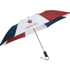 42-inch Folding Umbrella with Auto Open - Red / White / Blue - 42-inch Arc - 24 hr