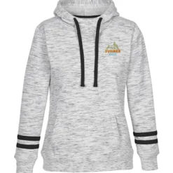 J. America Melange Stripe Sleeve Hoodie - Ladies' - Embroidered
