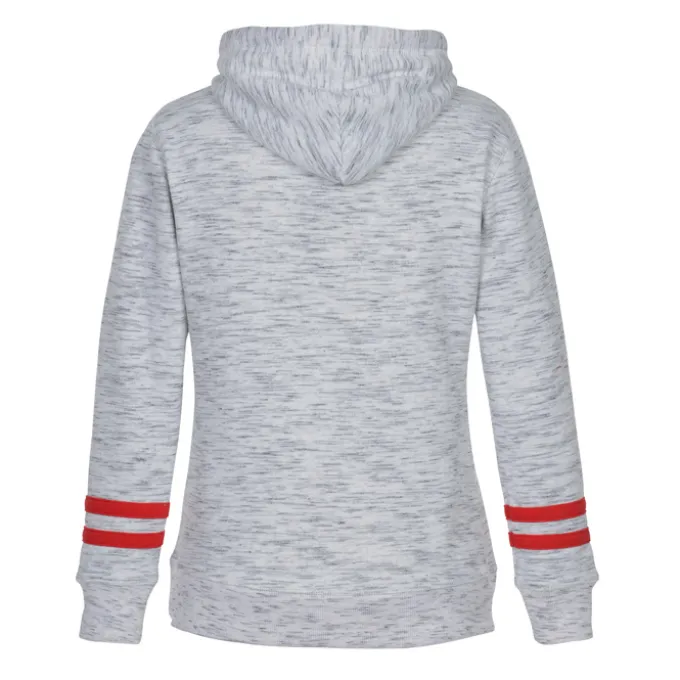 J. America Melange Stripe Sleeve Hoodie - Ladies' - Embroidered
