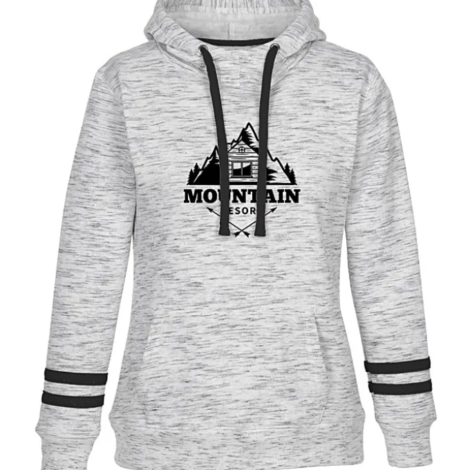 J. America Melange Stripe Sleeve Hoodie - Ladies' - Screen