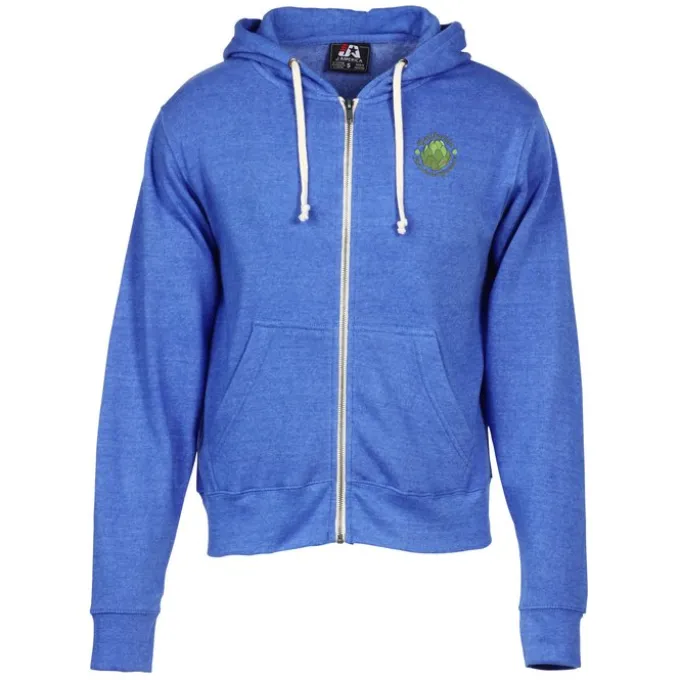 J. America Tri-Blend Full-Zip Hoodie - Embroidered