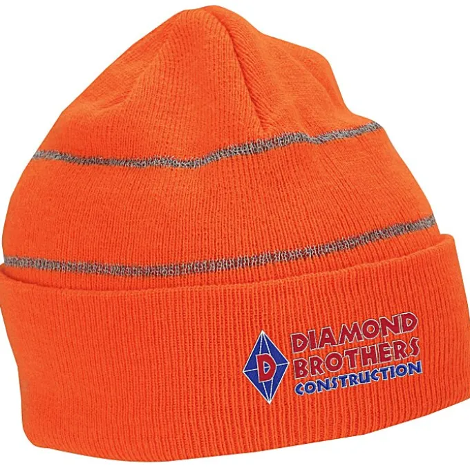Knit Beanie with Reflective Stripes