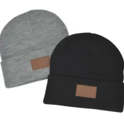 Knit Cuffed Patch Beanie