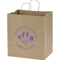 Kraft Paper Brown Shopping Bag - 15 1/2 inches x 14 inches