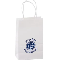 Kraft Paper White Shopping Bag - 8 inches x 5 1/2 inches