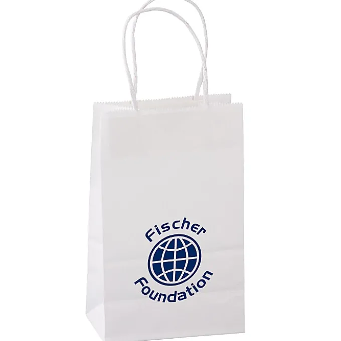 Kraft Paper White Shopping Bag - 8 inches x 5 1/2 inches