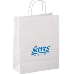 Kraft Paper White Shopping Bag - 13 inches x 10 inches