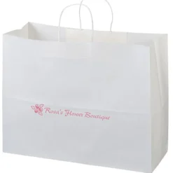 Kraft Paper White Shopping Bag - 12 inches x 16 inches
