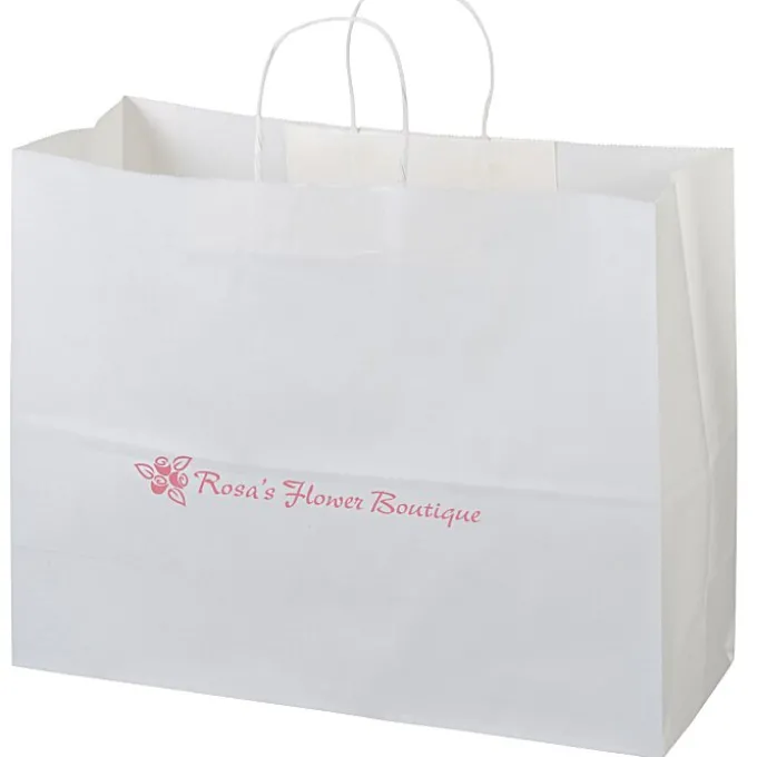 Kraft Paper White Shopping Bag - 12 inches x 16 inches