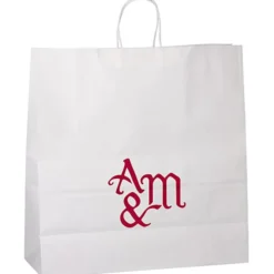 Kraft Paper White Shopping Bag - 18 3/4 inches x 18 inches