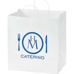 Kraft Paper White Shopping Bag - 15 1/2 inches x 14 inches
