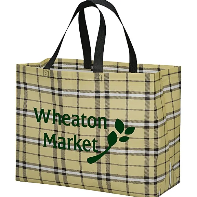 Laminated Non-Woven Plaid Tote - 24 hr