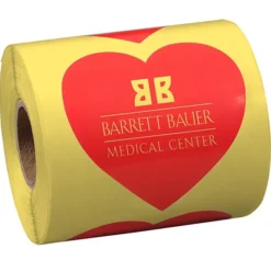 Lapel Sticker by the Roll - Heart - 2-7/16 inches x 2-1/2 inches