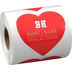 Lapel Sticker by the Roll - Heart - 2-7/16 inches x 2-1/2 inches