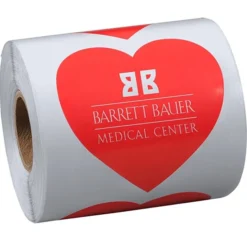 Lapel Sticker by the Roll - Heart - 2-7/16 inches x 2-1/2 inches