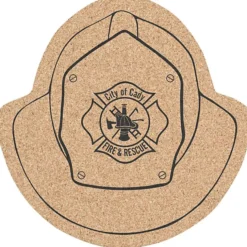 Large Cork Coaster - Fire Helmet