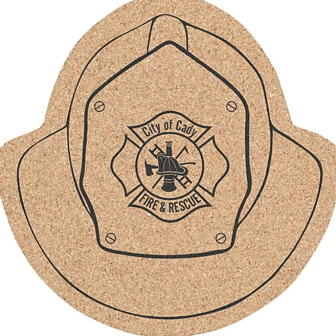 Large Cork Coaster - Fire Helmet
