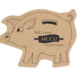 Large Cork Coaster - Piggy Bank