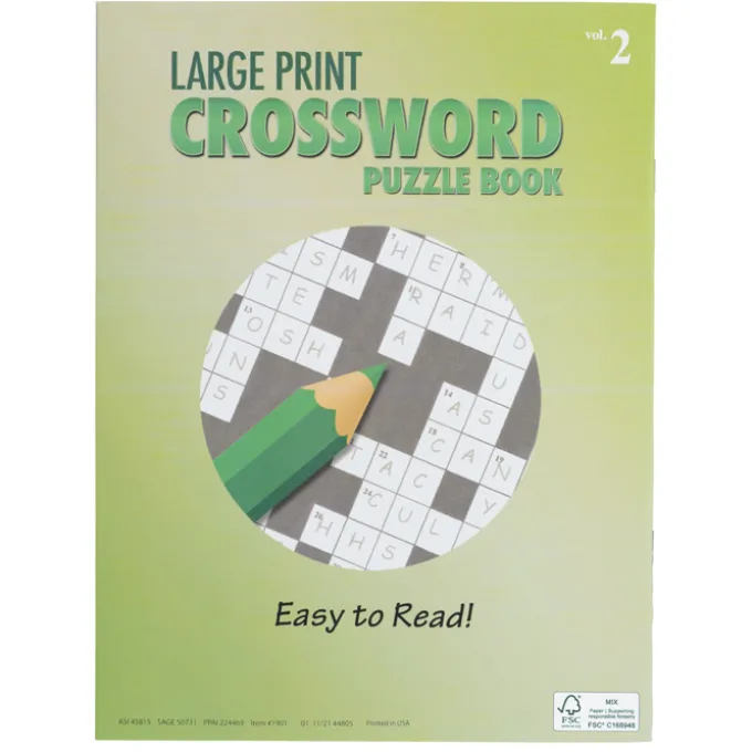 Large Print Crossword Puzzle Book & Pencil - Volume 2