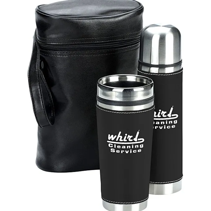 Leatherette Tumbler/Vacuum Bottle Set - Screen