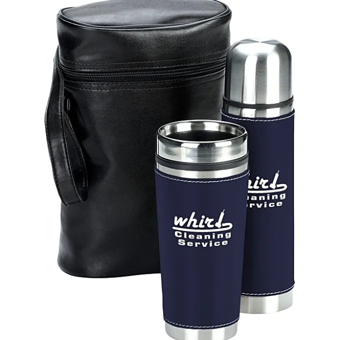 Leatherette Tumbler/Vacuum Bottle Set - Screen