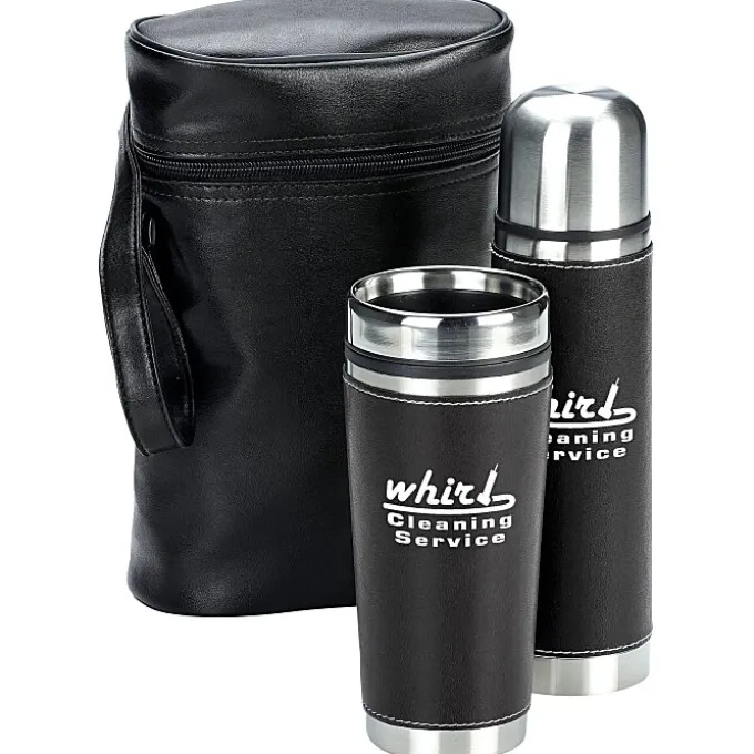 Leatherette Tumbler/Vacuum Bottle Set - Screen