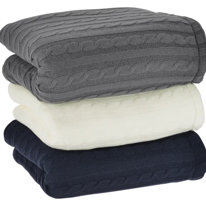 Leeman Cable Knit Sherpa Blanket