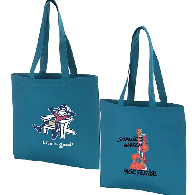 Life is Good Color Cotton Sheeting Tote - Full Color - Adirondack